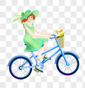 夏天骑单车的少女高清图片