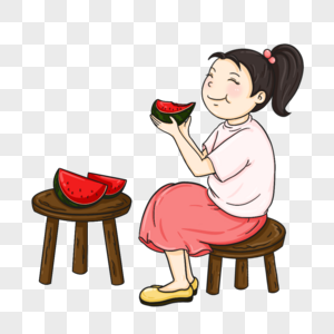 西瓜开心的吃瓜高清图片