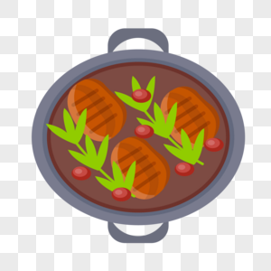 煎肉排红烧羊肉锅高清图片
