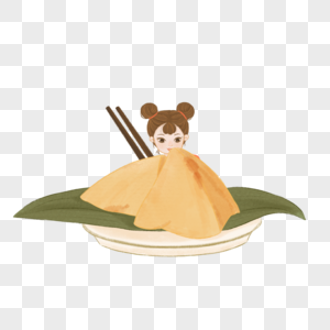 吃粽子的小女孩图片