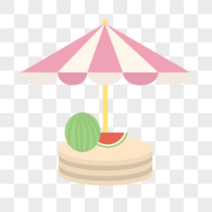 太阳伞和西瓜图片