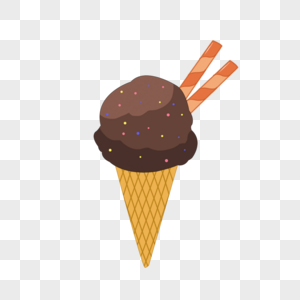 夏日巧克力圆筒冰淇淋元素高清图片
