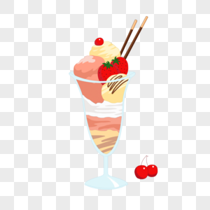 夏天凉爽樱桃冰淇淋元素图片
