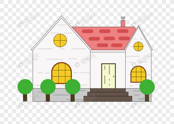 小房屋插画元素图片