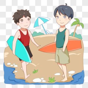 海边,骑马海边度假的男孩素材