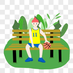 坐在长椅上的篮球少女图片