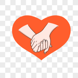 卡通手绘幸福情侣浪漫手牵手图片素材