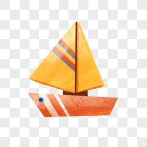 橙色帆船图片