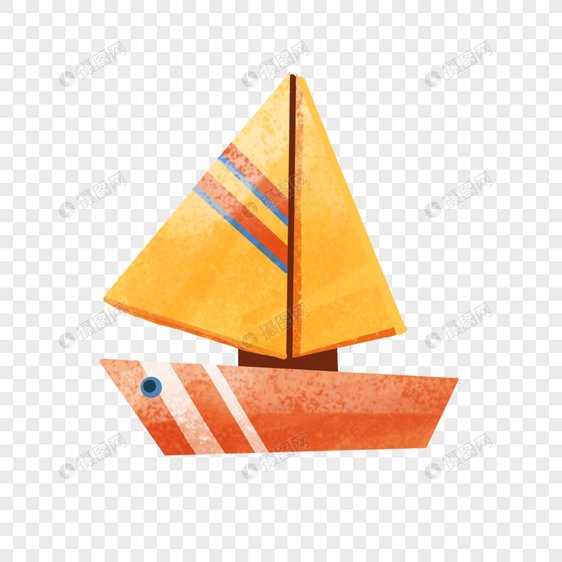 橙色帆船图片