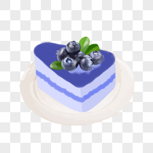 手绘蓝莓蛋糕甜点高清图片