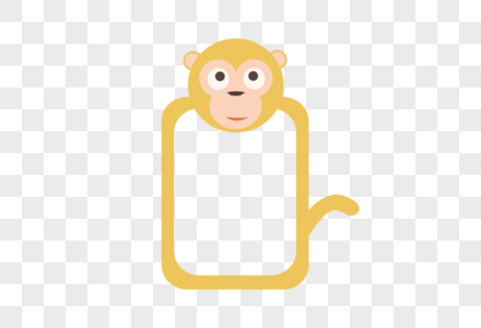 AI矢量图可爱卡通动物边框小黄猴边框图片