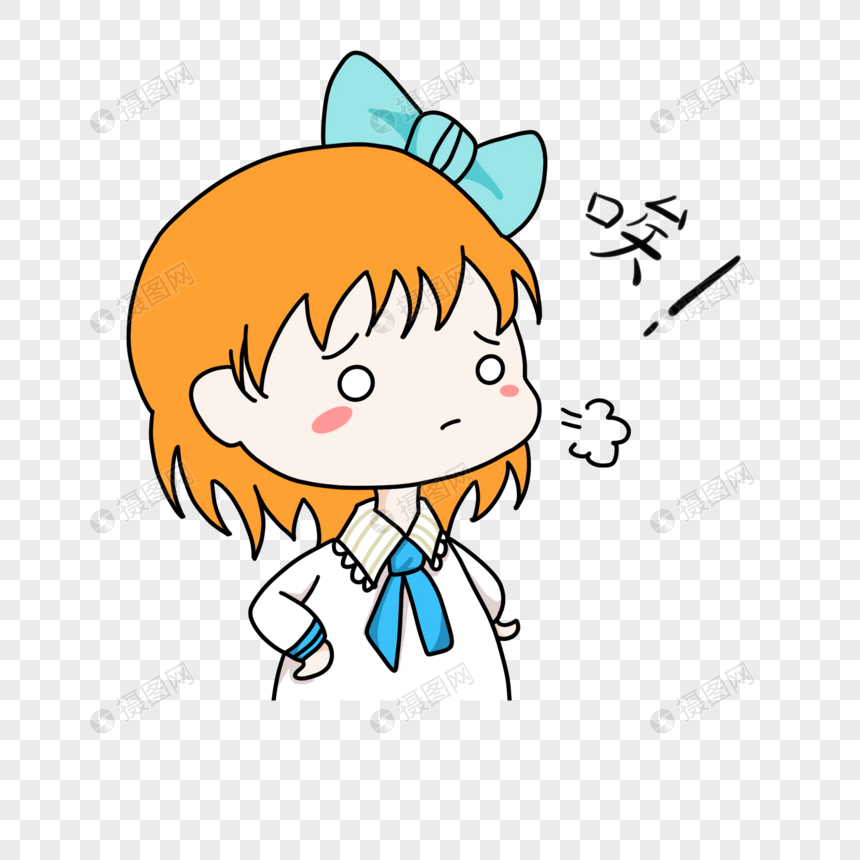 卡通手绘可爱女孩唉声叹气创意表情包