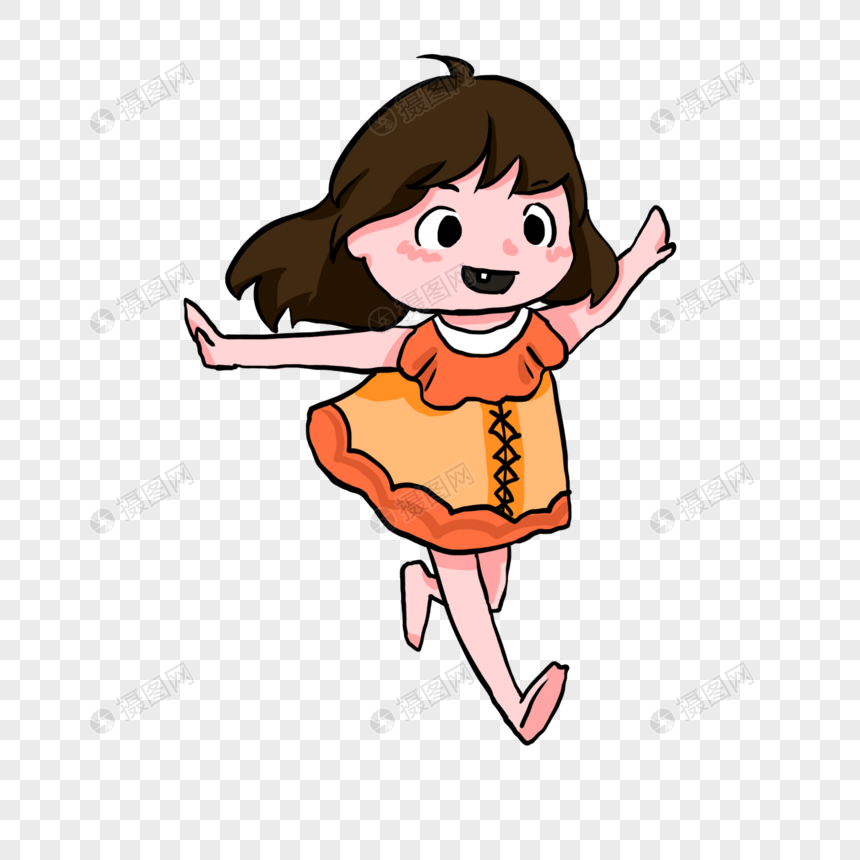 卡通可爱女孩奔跑图片