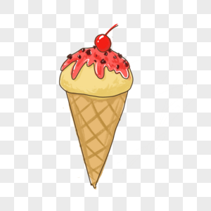 卡通手绘美味甜品樱桃冰淇凌图片