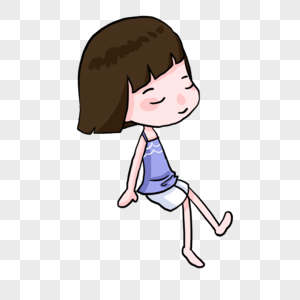 卡通可爱女孩坐着插图图片素材