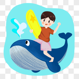 骑着鲸鱼的男孩图片