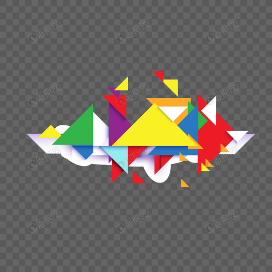 彩虹色三角几何图案图片