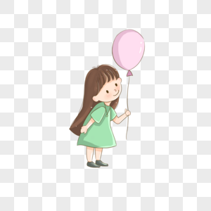 拿着粉色气球的小女孩图片