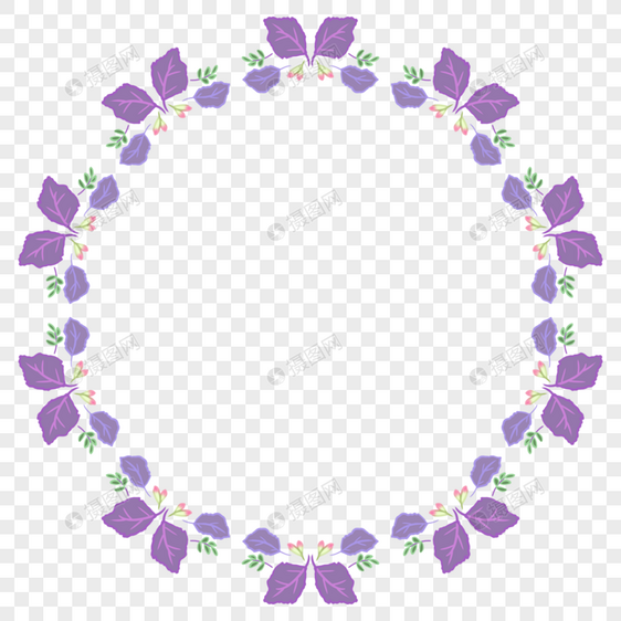 紫色树叶边框图片