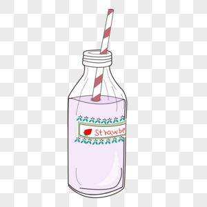 草莓味玻璃瓶饮料牛奶图片