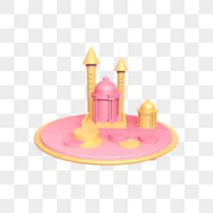 舞台装饰立体粉金色城堡图片