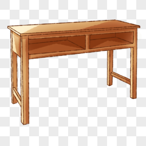 双人木质课桌图片