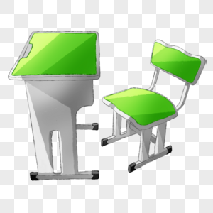 绿色单人课桌椅子图片