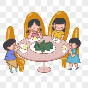 围着桌子吃粽子的孩子图片