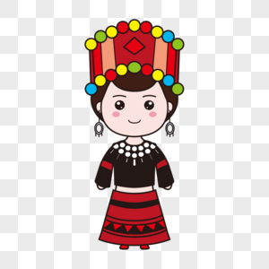 手绘景颇族女子图片素材
