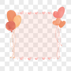 气球边框粉色心形边框高清图片