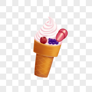 草莓甜筒雪糕冰淇淋图片
