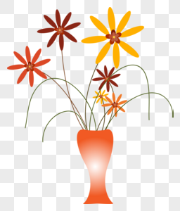 花瓶与花朵矢量图造型图片