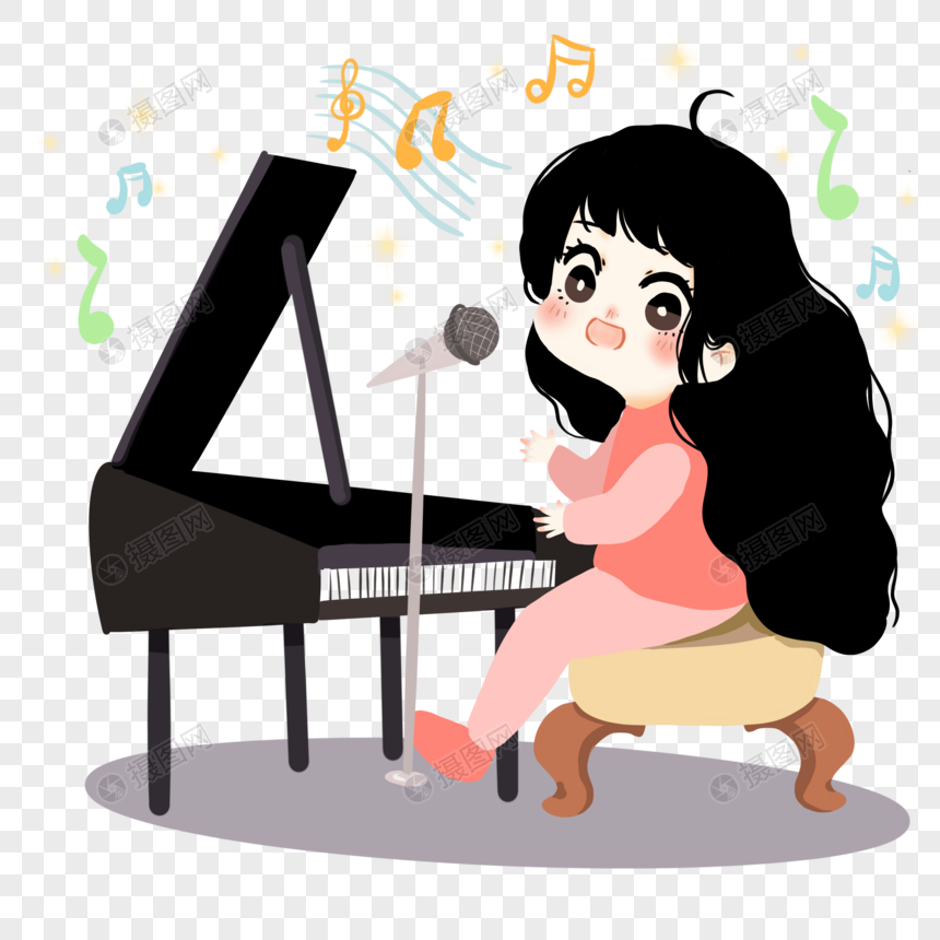 弹钢琴的小女孩