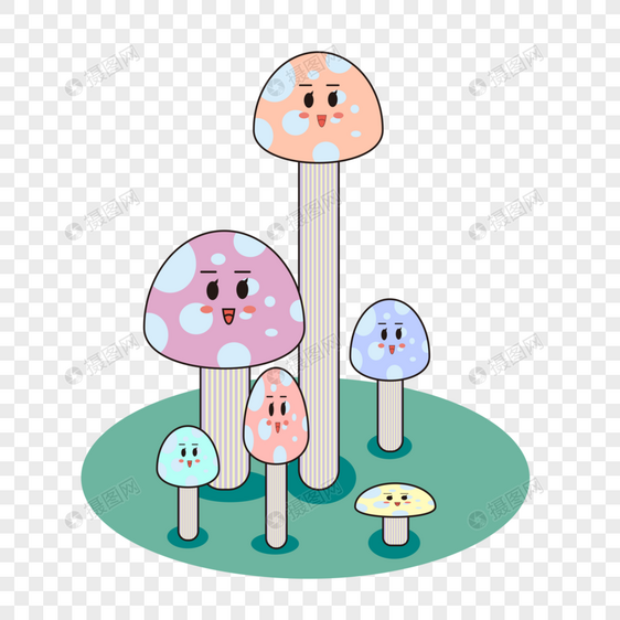 卡通蘑菇聚集图片