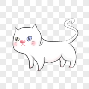 异瞳白猫插画养猫高清图片