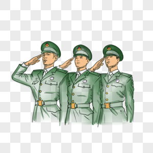 卡通三军仪仗队敬礼高清图片士兵敬礼背影高清图片小八路军敬礼高清