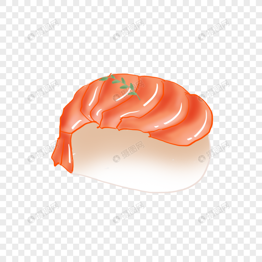 手绘卡通鲜虾寿司插画png免抠素材元素素材下载 正版素材 摄图网