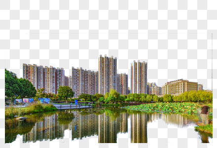 城市风光建筑倒影图片