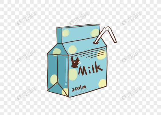蓝色的纸盒牛奶图片