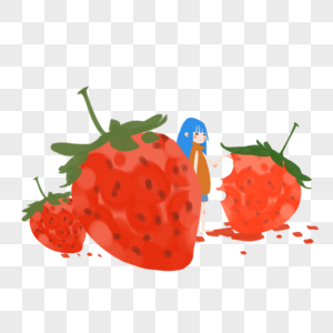 吃超大草莓的女孩图片
