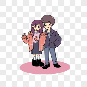 卡通可爱情侣q版人物男生女生情人节图片