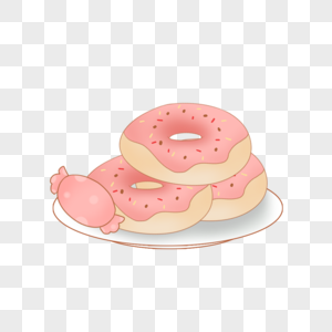 卡通粉色甜甜圈插图图片