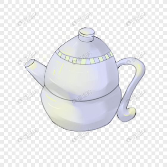 青色茶壶图片