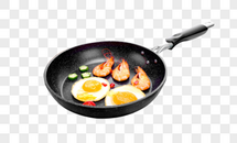 煎鸡蛋和虾图片