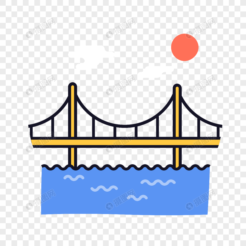 大桥图标免抠矢量插画素材图片