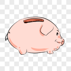 手绘卡通小猪存钱罐漫画高清图片