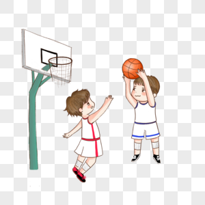 两个小男孩篮球比赛投篮图片