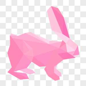 晶状粉色大白兔侧面卡通高清图片