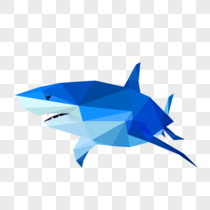 晶状蓝色鲨鱼侧面卡通图片