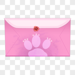 粉红色狗爪印信封图片